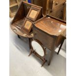 Late 18th cent. bedside cupboard, gallery top, single cupboard door on square legs, a reproduction