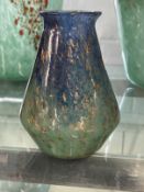 The Mavis and John Wareham Collection: Monart vase green rising to blue, aventurine all over. Dia.