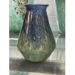 The Mavis and John Wareham Collection: Monart vase green rising to blue, aventurine all over. Dia.