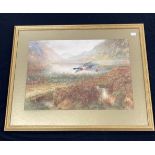 George Rankin (1864-1937): Watercolour , mallards in flight signed lower left, framed and glazed.