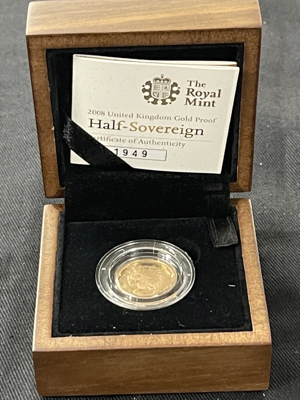 Coins/Numismatics 2008 Gold Half Sovereign proof, boxed .