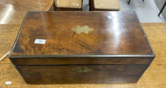 19th cent. Rosewood brass bound writing slope the top with presentation plaque dated 1867, inset