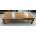 Early 20th cent. Chinese hardwood coffee table, rectangular top with a moulded frieze raised on