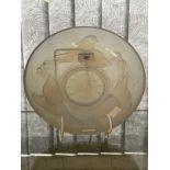 The Mavis and John Wareham Collection: 1930s opalescent bowl, nesting finches, Ezan France. Dia. 9¾