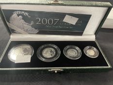 Coins/Numismatics: Royal Mint 2007 Britannia Collection. Silver proof four coin set in