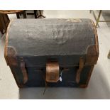 Late 19th/early 20th cent. Dome topped leather and canvas travelling trunk. 23¼ins. x 27ins. x 19½