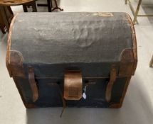 Late 19th/early 20th cent. Dome topped leather and canvas travelling trunk. 23¼ins. x 27ins. x 19½