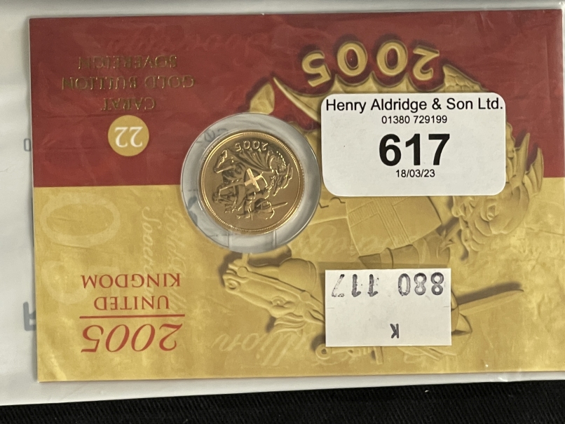 Coins/Numismatics 2005 George and the Dragon Gold Sovereign.