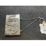Chinese Export Silver: Wang Hing planished ground with dragon decoration marked W.H 90 and character