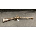 Antique Weapons: Flintlock short rifle, possibly North Indian Tribal, length 24½ins. Plus percussion