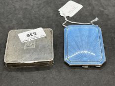 Hallmarked Silver: Enamel and silver powder compact with mirror, Deakin & Francis Ltd, Birmingham