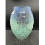 The Mavis and John Wareham Collection: Monart vase, ovoid, pale green with blue and multicoloured