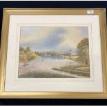 Landscape Paintings & Prints: Wilfrid Ball 1970s watercolour of a Derbyshire Dales scene, framed and