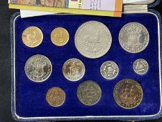 Coins/Numismatics: South Africa, Elizabeth II 11 coin Proof Set, 1953, from gold One Pound to copper