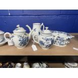 Ceramics: Worcester porcelain to include a 18th cent. teapot typical floral & butterfly