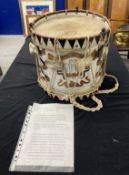 Military: The Dunkerque Drum. The drum from the South Lancashire Regiment who held the left flank of