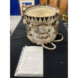 Military: The Dunkerque Drum. The drum from the South Lancashire Regiment who held the left flank of