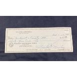 De Kooning (Willem, 1904-1997). Signed cheque, 11 October 1971, printed cheque drawn on De Kooning's