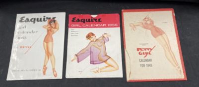 Ephemera: Art/fashion calendars, Pirelli 1974, Esquire 1955 and 56, Pretty Girl-True Magazine