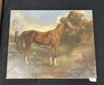 J. Crawford Wood 1914: Oil on canvas horse with trees behind signed lower left and dated 1914,