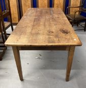 19th cent. French fruitwood farmhouse table, four plank top with cleated ends, single drawer on