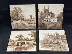 The Mavis and John Wareham Collection: Late 19th cent. Minton sepia tiles depicting landscape