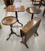 19th cent. Rectangular top, mahogany tripod table, the top with cut corners on a turned column and