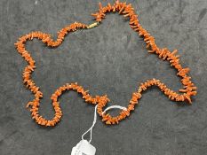 Jewellery: Necklet branch coral. Length 32ins.
