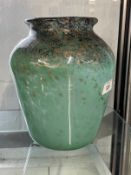 The Mavis and John Wareham Collection: Monart vase mid green rising to everted rim dark blue and