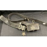 19th cent. Militaria: Leather belt and sabre lash with white metal Victoria Royal cypher, white