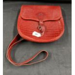 Fashion: Mulberry red leather Eros print shoulder bag, Mulberry plaid lining, zip compartment, red