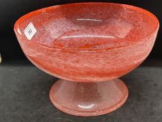 The Mavis and John Wareham Collection: Gray-Stan pink and red swirl, footed bowl, signed base.