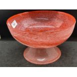 The Mavis and John Wareham Collection: Gray-Stan pink and red swirl, footed bowl, signed base.
