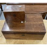 19th cent. Mahogany writing box brass handles to the sides, the interior with writing slope & 2