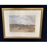 Sutton Palmer (1854-1933): Watercolour landscape with woods beyond, signed lower left, bears label