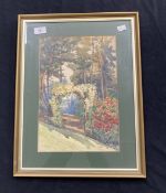 Overa Tremaine (1897 - 1965): Watercolour signed and dated 1927. A garden view. Framed and glazed.