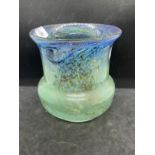 The Mavis and John Wareham Collection: Monart vase pale green with blue and multi coloured