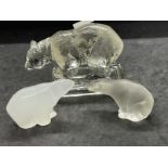 The Mavis and John Wareham Collection: Art Glass: Hadeland polar bear, clear glass and frosted polar