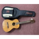 Musical Instruments: Hofner Flamenco Spanish guitar with case, distressed.