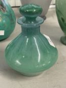 The Mavis and John Wareham Collection: Monart perfume bottle green with self colour stopper. Label