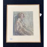 Mid 20th cent. Watercolour portrait of a lady in profile, in a grand gown. Unsigned, in later