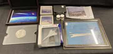 Concorde Memorabilia: Ceramic salt and pepper condiments, Welly diecast model Westminster mint G.
