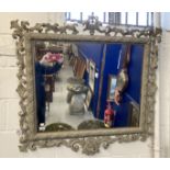 19th cent. Painted gesso wall mirror with foliate mouldings. 40ins. x 41ins.