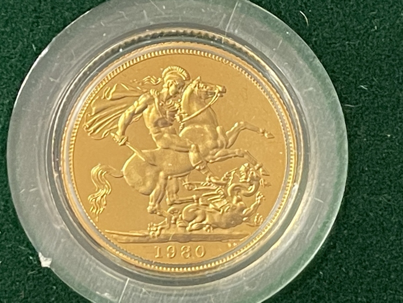 Coins/Numismatics 1980 Gold Sovereign proof, boxed. - Image 2 of 2