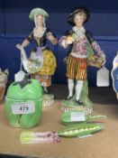 Ceramics: Late 19th/early 20th cent. Continental porcelain figures, a pair, the man a basket of