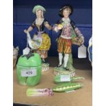 Ceramics: Late 19th/early 20th cent. Continental porcelain figures, a pair, the man a basket of