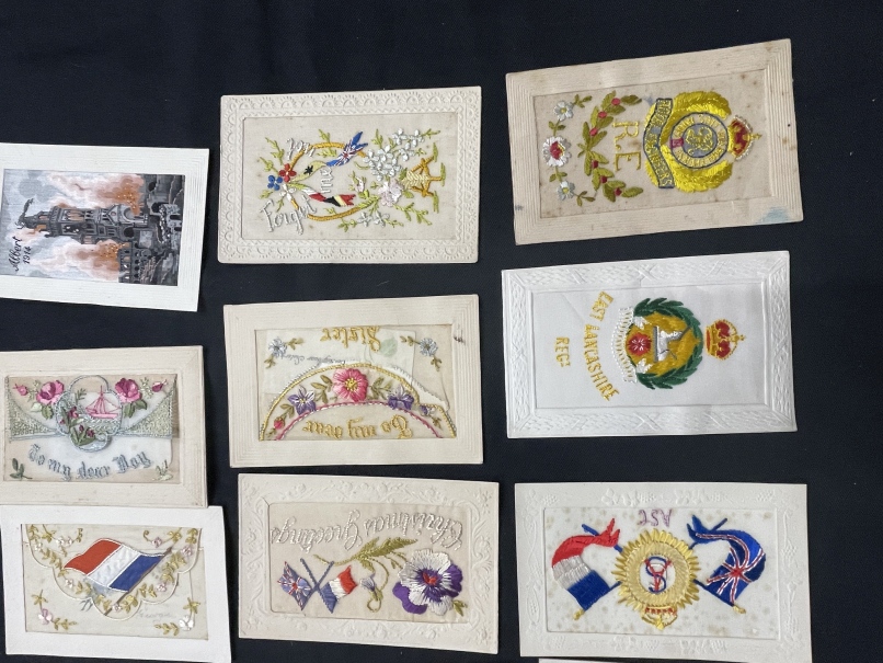 Militaria: WWI silk postcards including East Surrey Regt ASC, East Lancashire Regt, Royal Engineers, - Image 2 of 4