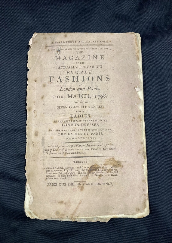 Early Fashion: Extremely rare copy of Issue No 1 dated March 1798 of The Magazine of the Actually