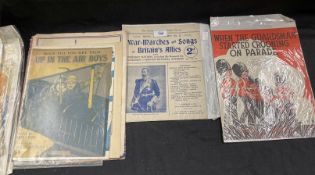 Ephemera: Collection of WWI and later sheet music plus promotional poster for The Army Show Canada's