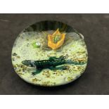 The Mavis and John Wareham Collection: Paperweights: William Manson green aventurine lizard and